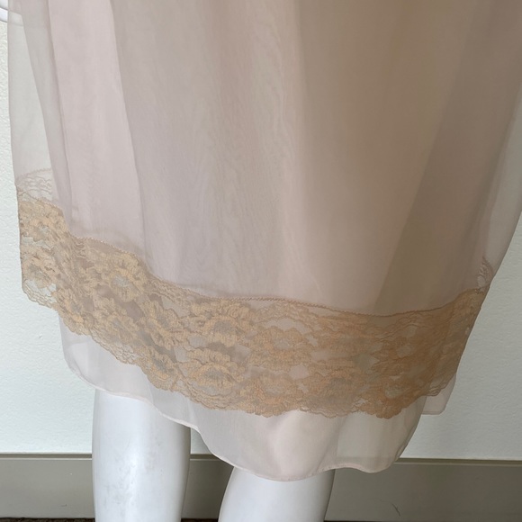 Vintage ILGWU 50’s Pink Nylon Chiffon Lace Layer Nightgown Aristocraft Medium - Picture 6 of 14